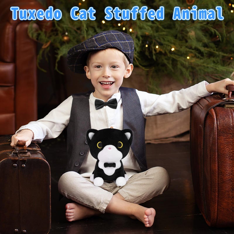 LSYDCARM Tuxedo Cat Plush Toy  Black and White Cat Stuffed Animal with Bow Tie  Anime Plushies for Girls and Boys  Cute Soft Stuffed Cat Plushie Toys for Kids  Birthday Party Gift - Image 3